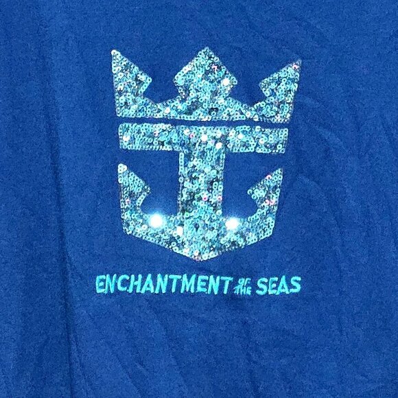 Royal Caribbean TShirt XXL Women's Enchantment of the Seas Sequins Blue V-Neck - Picture 2 of 4